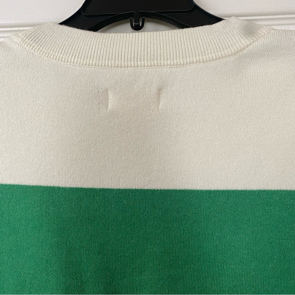 Anthropologie Maeve Green & Cream Striped Muscle Knit Sleeveless Tee Size 1X - Picture 7 of 14